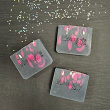 Load image into Gallery viewer, 3 bars of navy and purple soap surrounded by tiny stars