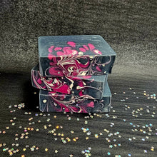 Load image into Gallery viewer, 3 bars of navy and purple soap with stars