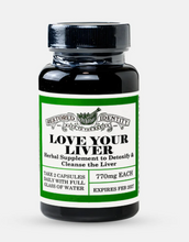 Load image into Gallery viewer, Herbal supplement bottle labeled 'Love Your Liver' on a white background