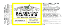 Load image into Gallery viewer, Supplement label for 'Magnificent Magnesium' daily magnesium supplement with branding and product details.