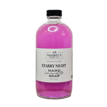 Load image into Gallery viewer, Bottle of Mammy's Soap Co. Starry Night hand foaming castile soap with a purple liquid.