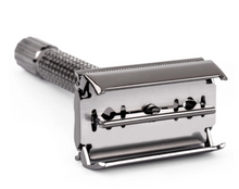 Load image into Gallery viewer, gun metal safety razor with butterfly top open
