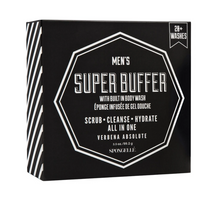 Load image into Gallery viewer, Black box with white lettering 20+washes. mens super buffer body wash