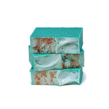 Load image into Gallery viewer, 3 turquoise soap bars stacked with glitter on top