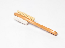 Load image into Gallery viewer, pedicure brush and pumice stone on wood handle