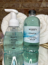 Load image into Gallery viewer, Two bottles of Mammy's Coastal Hand Soap on a textured surface with a blurred background.

