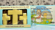 Load image into Gallery viewer, Easter bath bomb gift set with packaging featuring religious text and a cartoon character.
