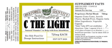 Load image into Gallery viewer, Supplement label for 'C The Light' with branding and product details.
