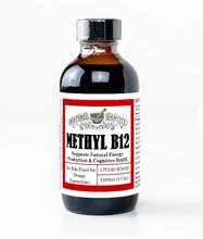 Load image into Gallery viewer, Bottle of Methyl B12 supplement with a red label on a white background
