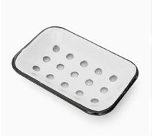 Load image into Gallery viewer, Rectangular metal soap dish with holes on a white background
