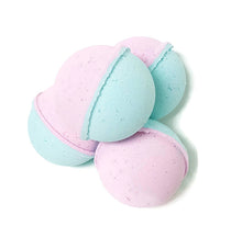 Load image into Gallery viewer, blue and pink cotton candy bath bomb scented with billowy web of sugary raspberry, strawberry, and sweet vanilla
