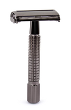 Load image into Gallery viewer, gun metal butterfly safety razor in full view
