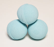 Load image into Gallery viewer, icy blue bath bomb with camphor, eucalyptus, menthol and rosemary essential oils. mentholated vapor
