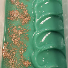 Load image into Gallery viewer, Turquoise and rose gold glitter soap batter.
